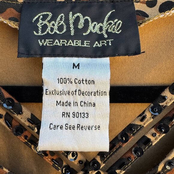 Bob Mackie Wearable Art Vintage Womens Leopard Print Sequin V Neck Knit Blouse M - Picture 2 of 9